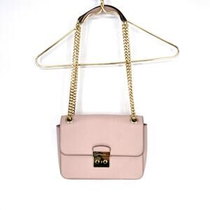 Michael Kors Brandi Leather Shoulder Bag Pink Gold Chain Strap New With Tags